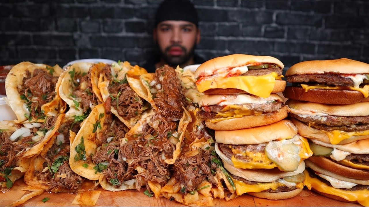 ASMR EATING BIRRIA TACOS AND MCDONALD'S MCDOUBLES MUKBANG