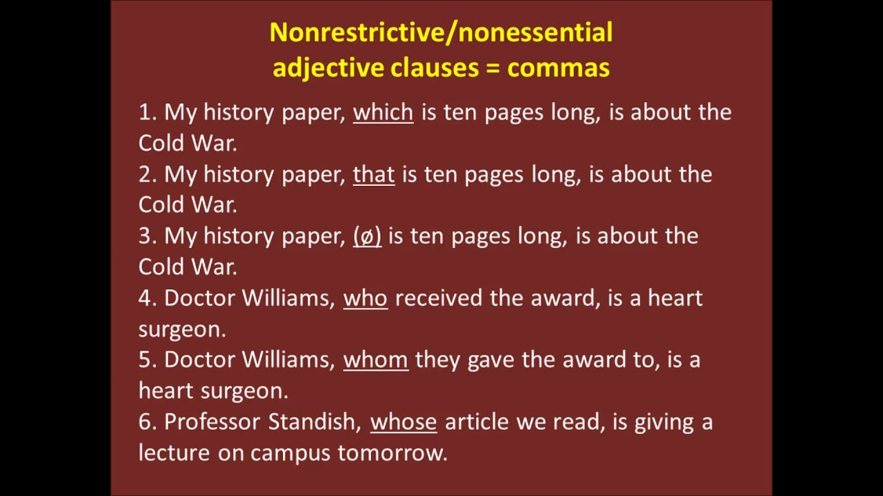 Using Commas in Adjective Clauses