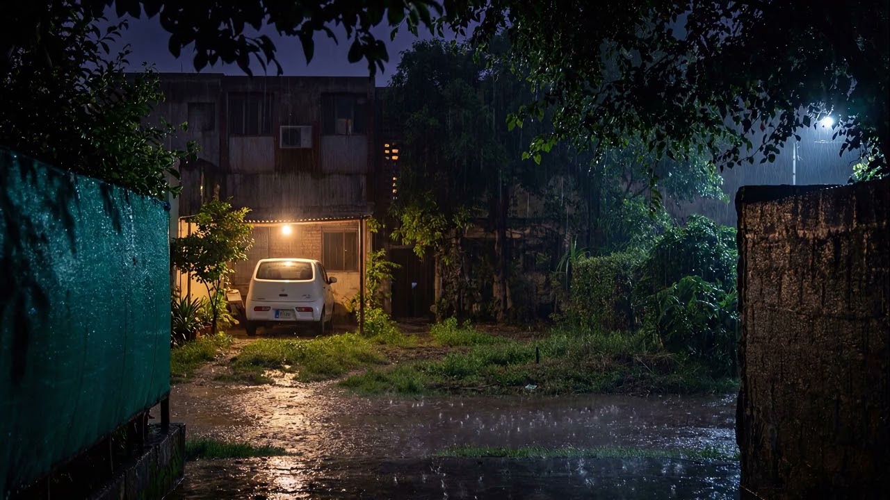 10 Hours Rain Sounds for Sleep | Cozy Night Street Ambience (4K TV Ready)