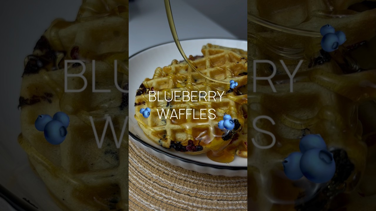 Homemade Blueberry Waffles Recipe #blueberrywaffles #easyrecipe #fluffywaffles #breakfastrecipes