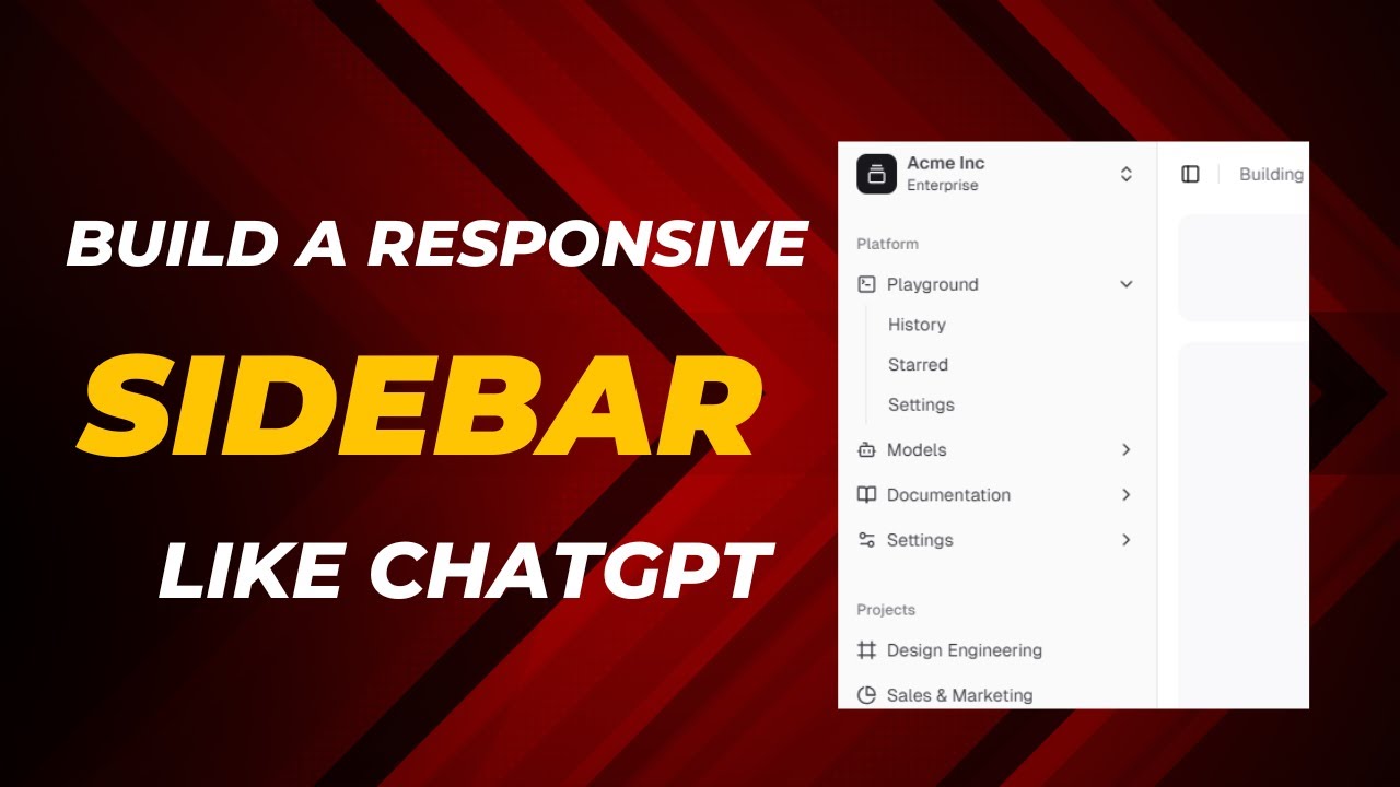 🔥 Build a Responsive Sidebar Like ChatGPT with ShadCN UI & Nextjs 15 (TypeScript!) 🚀