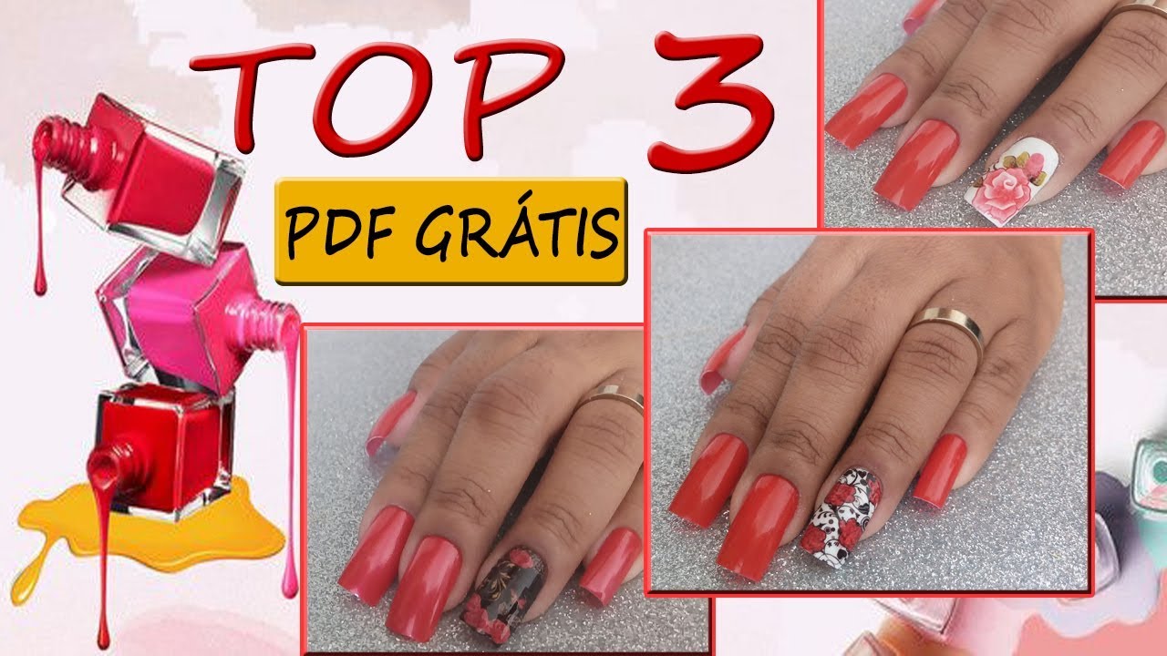 TOP 3 Decorações de unhas na cor Vermelha com adesivos impressos