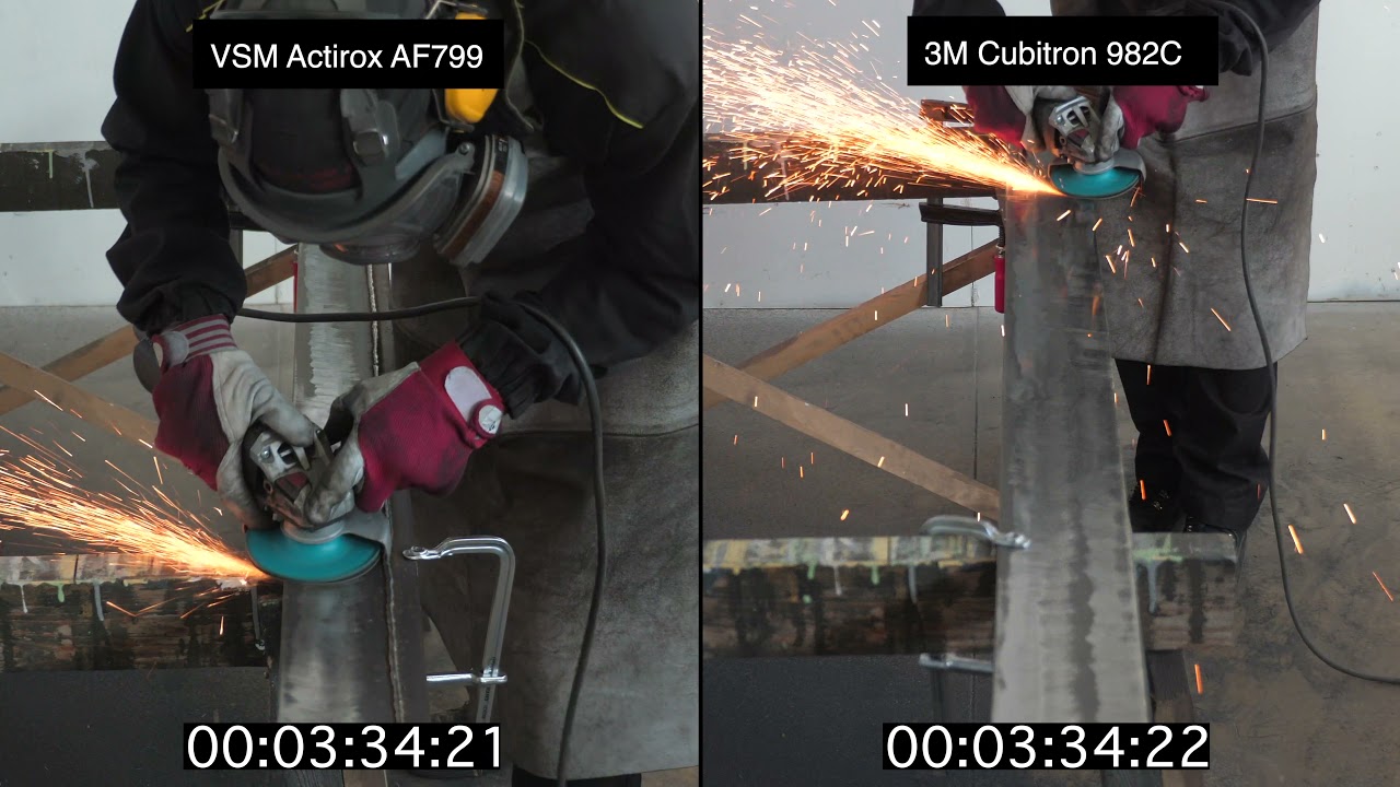 VSM Actirox AF799 vs  3M Cubitron 982C“ 1 5 m keevis testib Metalmark OÜ MP4