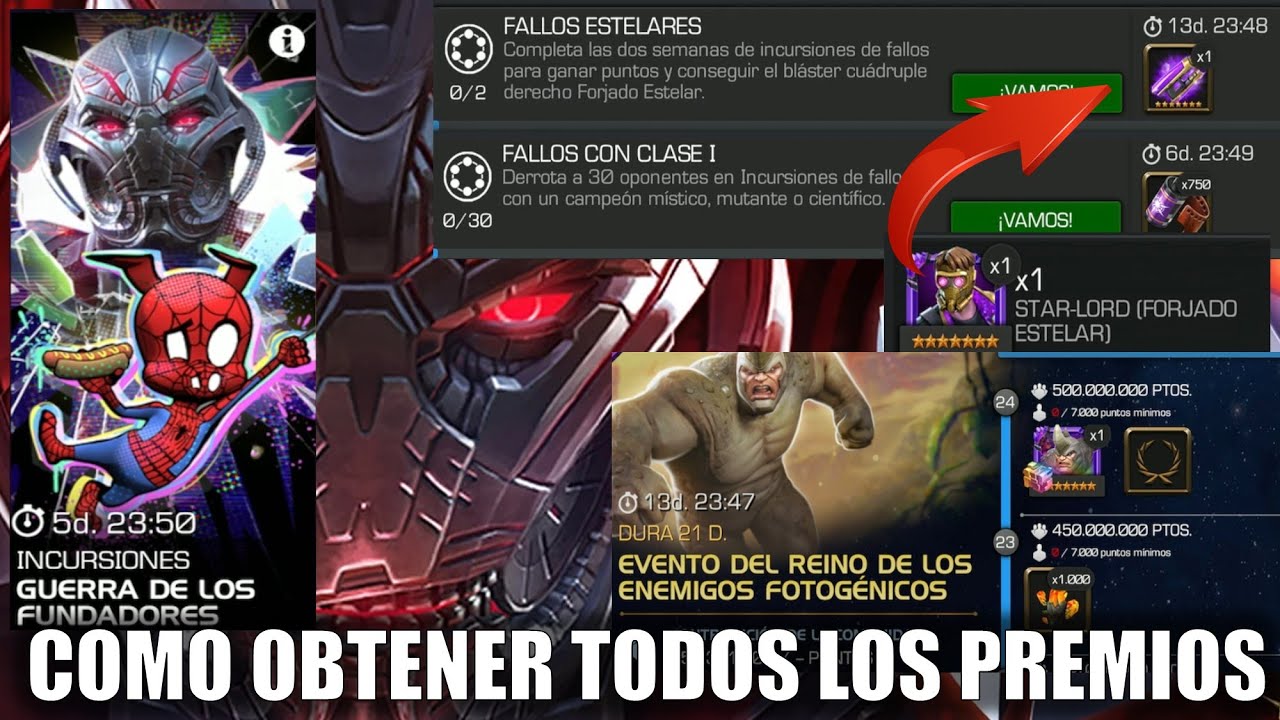 COMO OBTENER AL STARLORD STELAR 7⭐ Y TODOS LOS PREMIOS DE INCURSIONES GUERRA FUNDADORES- MARVEL