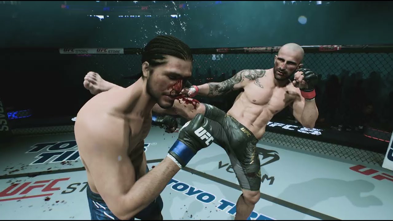 EA SPORTS UFC 5 Mean head kick KO From Volk Against Brian Ortega.