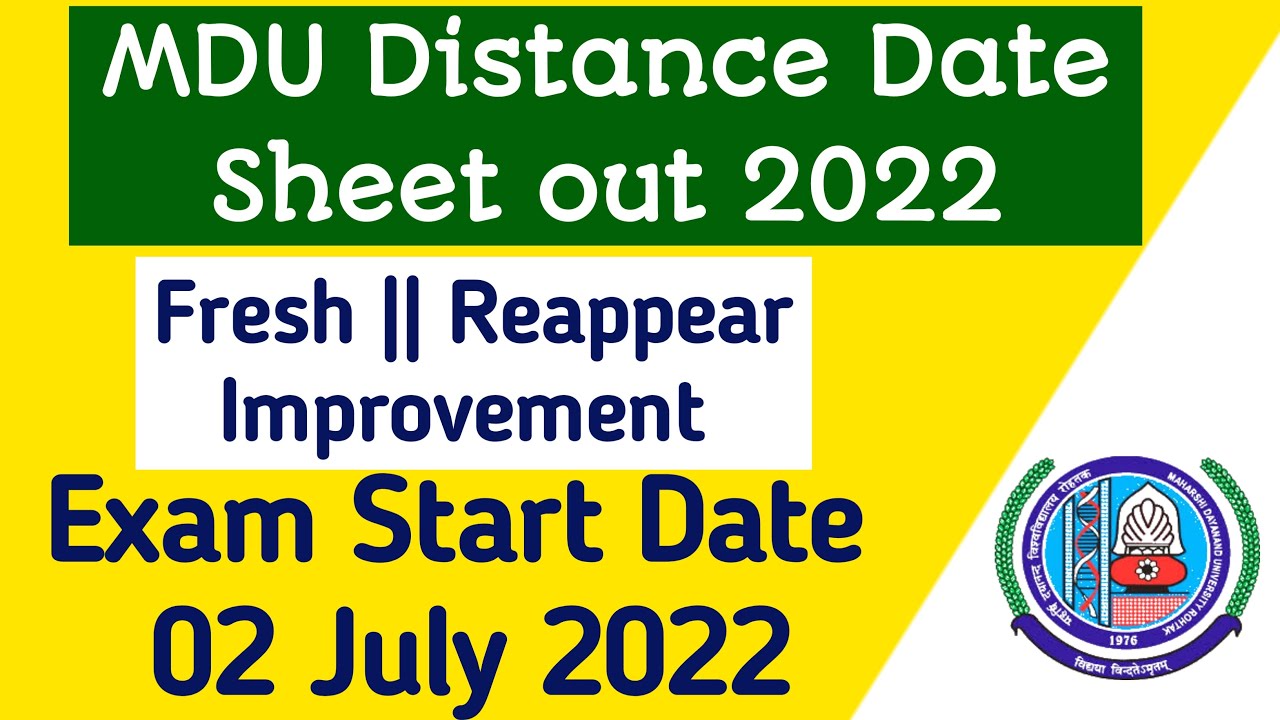 Mdu distance date sheet 2022 | Mdu distance Reappear datesheet 2022 | Mdu Ma distance datesheet 2022