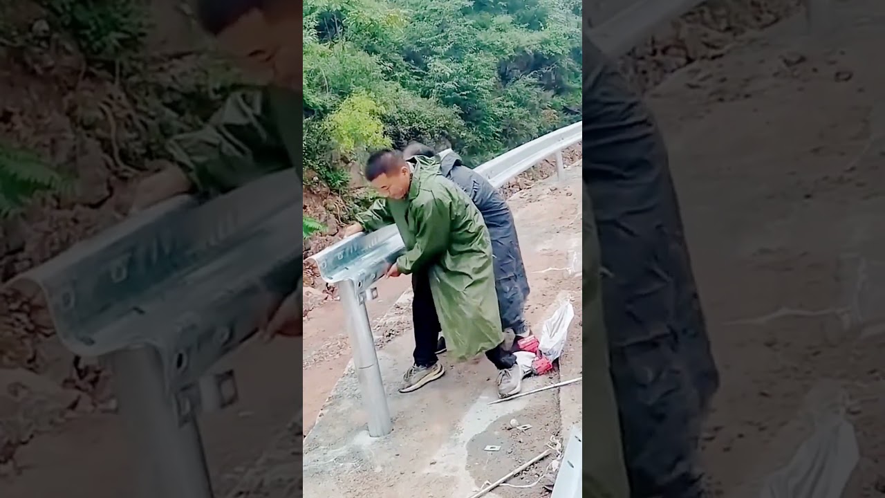 cool tricks for installing road barriers #shorts