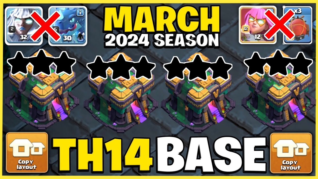 (TOP 20) BEST TH14 WAR BASE LINK 2024 || TH14 CWL BASE 2024 || TH14 ANTI 2 STAR BASE CLASH OF CLANS