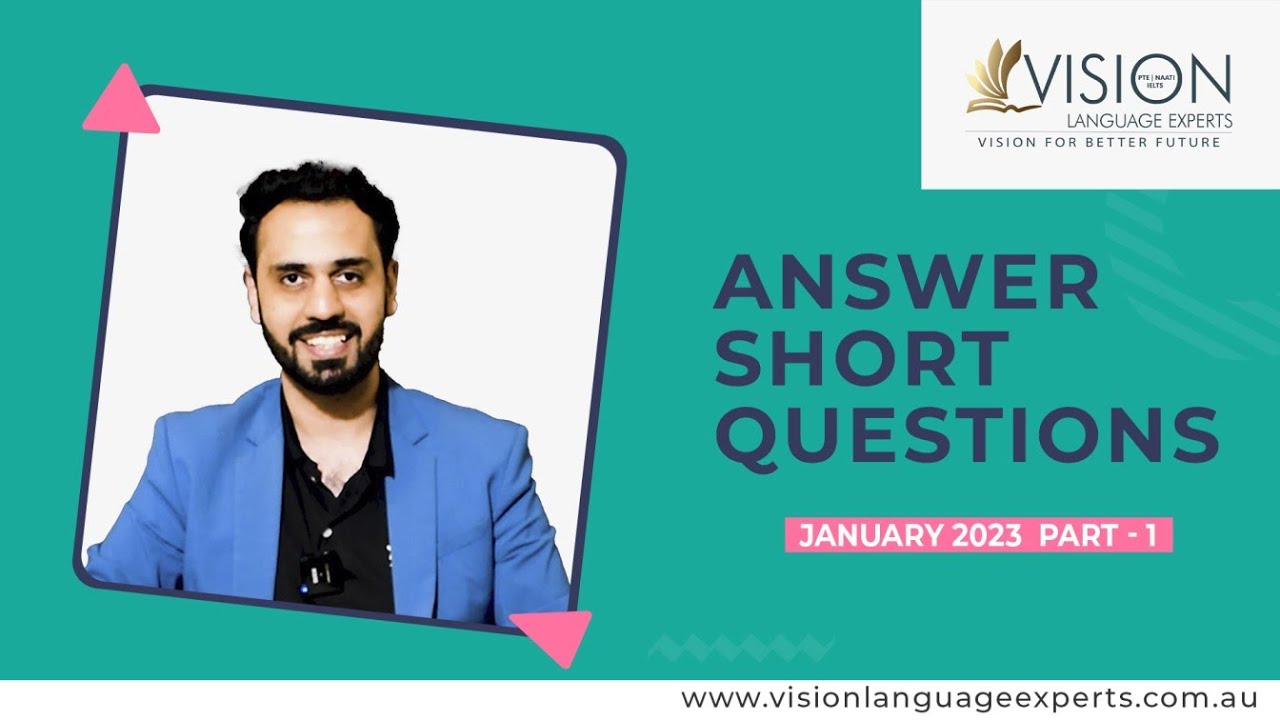 PTE Speaking Answer Short Questions | January 2023 Exam Predictions - Vision Language