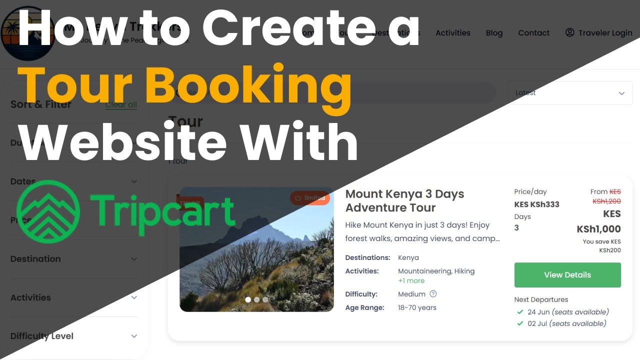 How to Make a Tour Booking Website using Tripcart | Multiday Tour Booking | Travel Website Builder