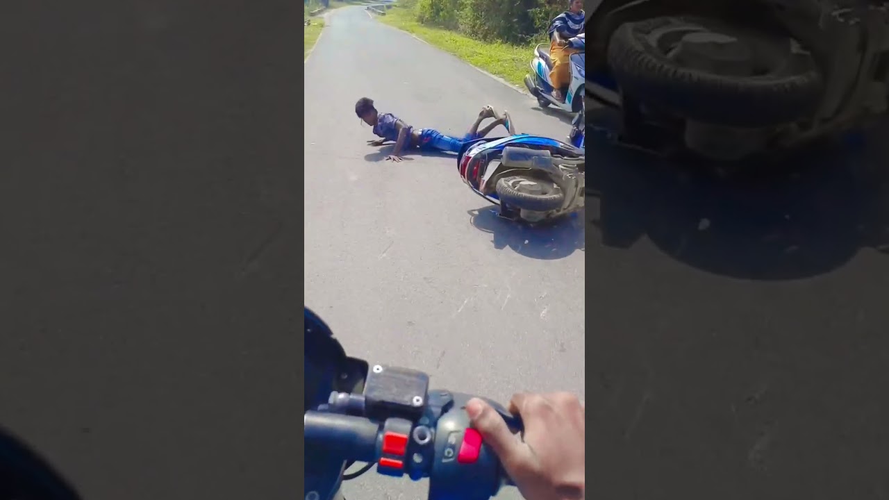 Kid riding scooty cornering fail 😰 accident 😱