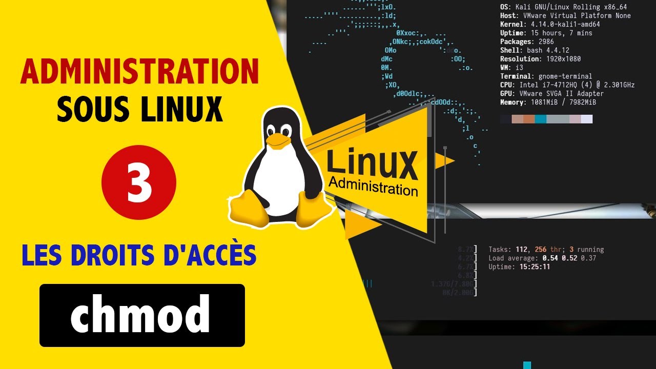 Ep 3: Commandes De Base Linux (chmod) Gestion des droits d'acc&egrave;s b darija