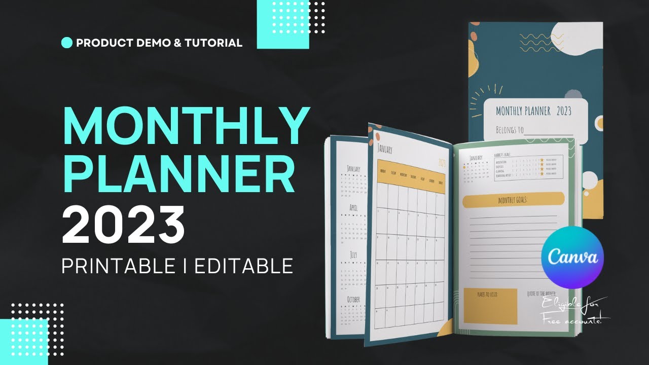 📆 Monthly Planner 2023 - Product Demo | Editing Tutorial | Canva Editable Templates