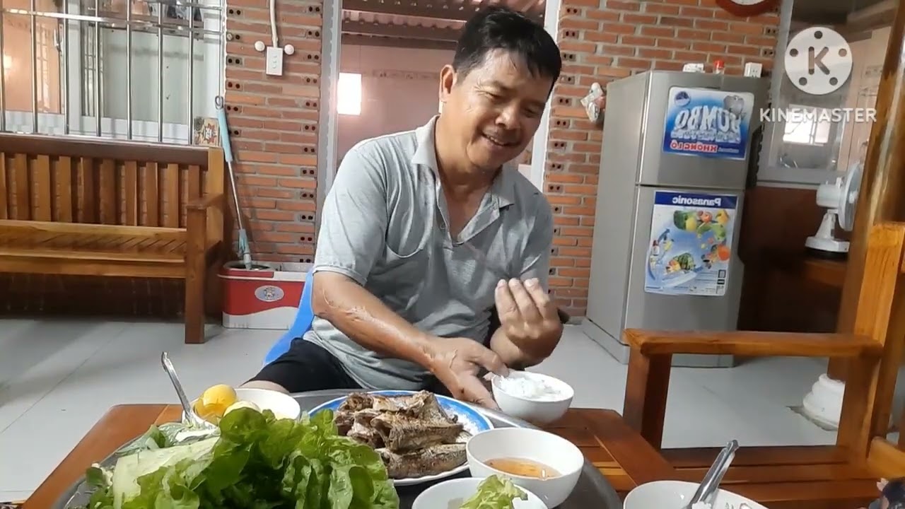 Cá  chiên rau sống nhà trồng 