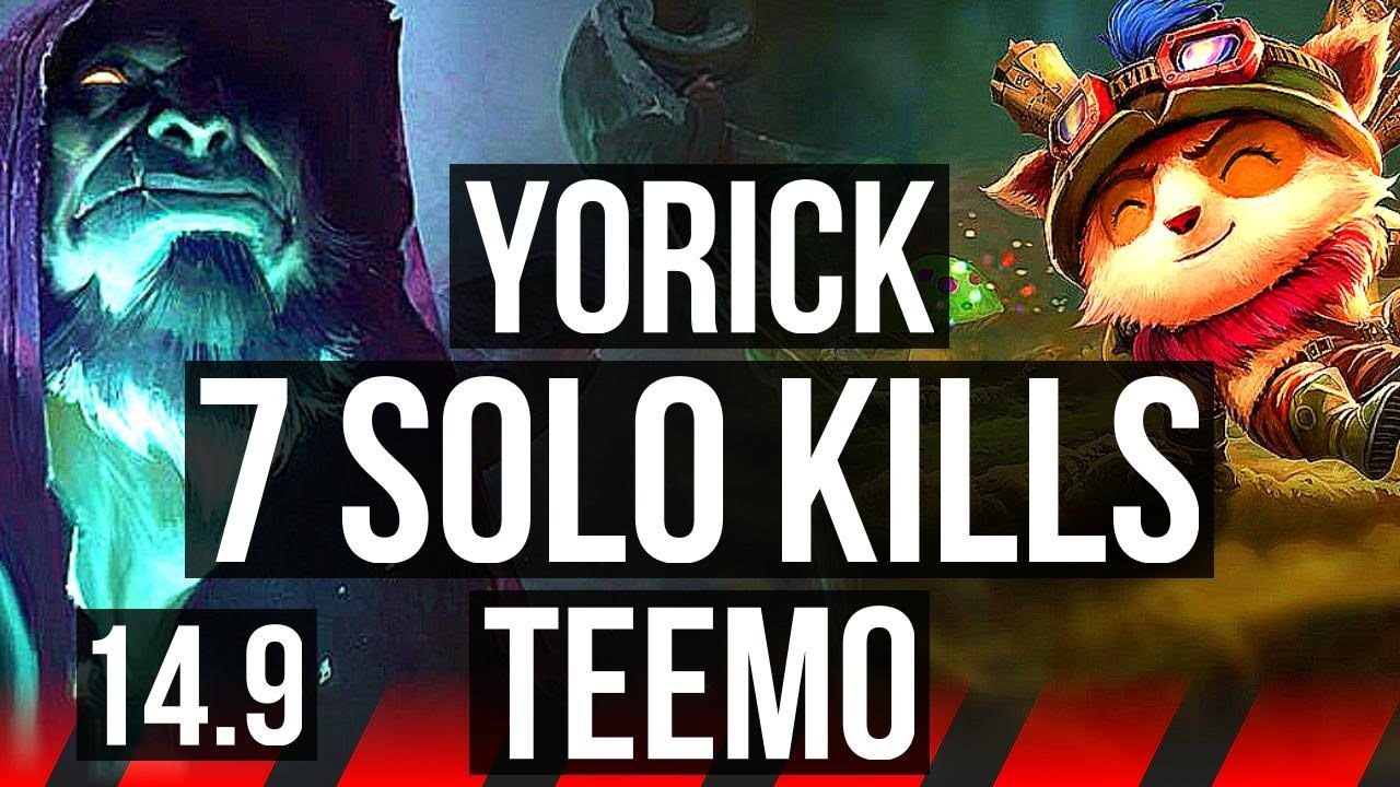 YORICK vs TEEMO (TOP) | 7 solo kills, 39k DMG, 15/5/12, 500+ games, Dominating | KR Master | 14.9