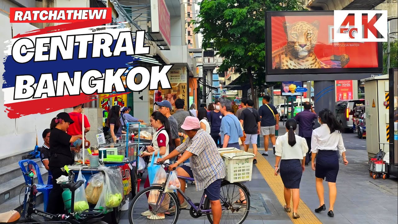 [4K] Ratchathewi in Bangkok 🇹🇭 Walking Tour (ASMR - Binaural City Sounds)