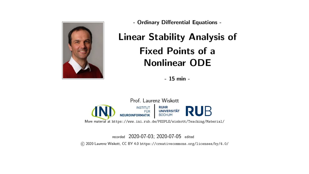 ODE 3.3 - Linear Stability Analysis of Fixed Points of a Nonlinear ODE
