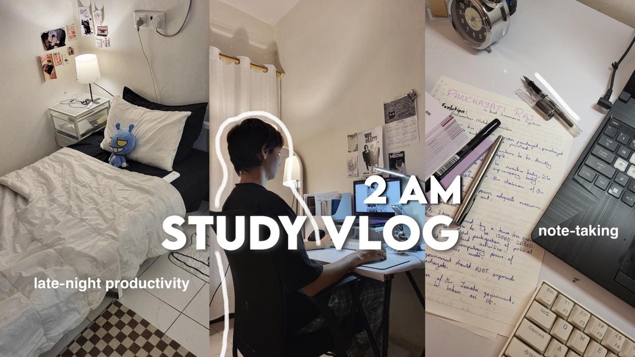 2 AM study vlog📓🖊️ | late night studying, note taking, productive habits