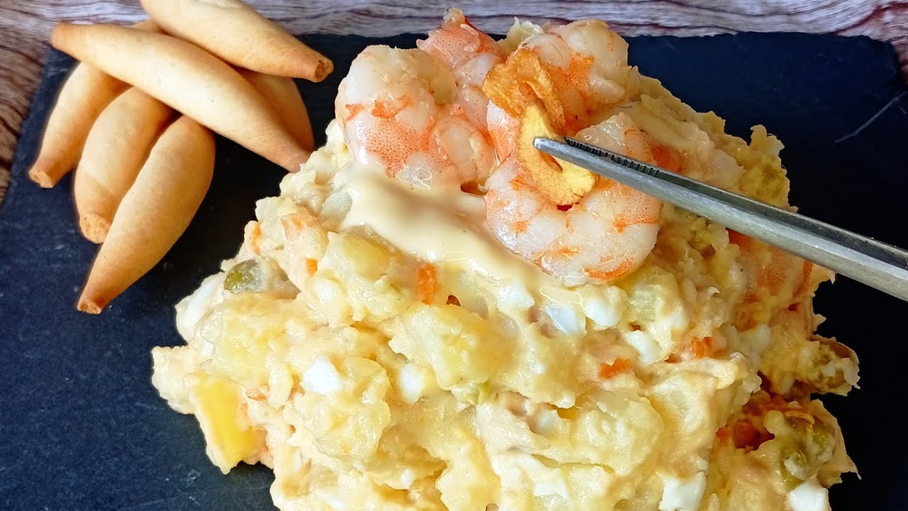 Impresionante!! Ensaladilla de gambas al ajillo. La ensaladilla más suculenta.