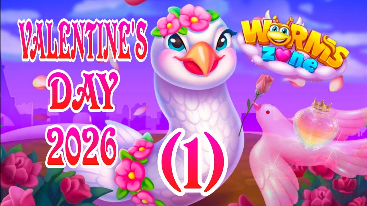 💘🌹 Worms Zone.io Valentine's Day 2026 (1) 💘🌹 by 4Games_