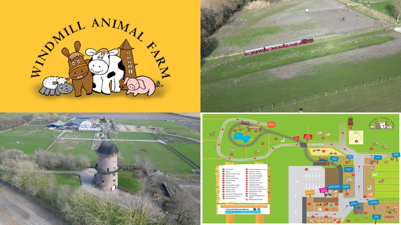 Windmill Animal Farm | Drone Footage of Windmill & Train | Burscough | Lancashire
