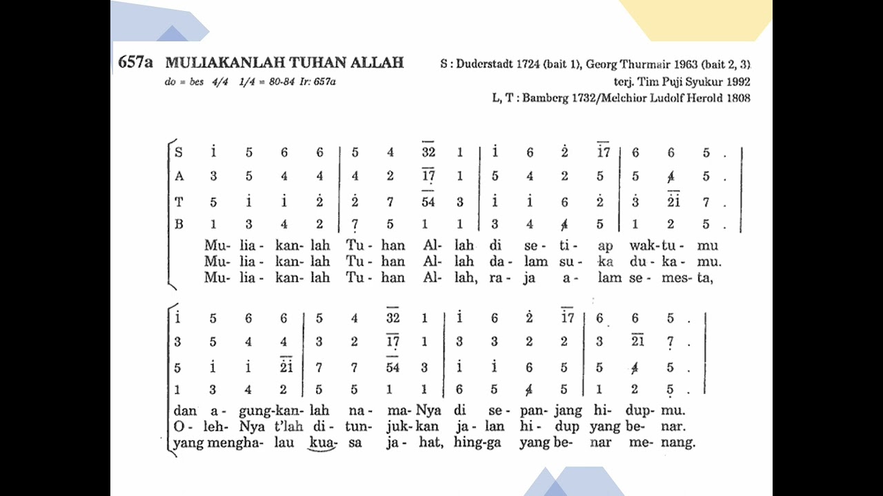 Muliakanlah Tuhan Allah (PS. 657a) - notasi Alto
