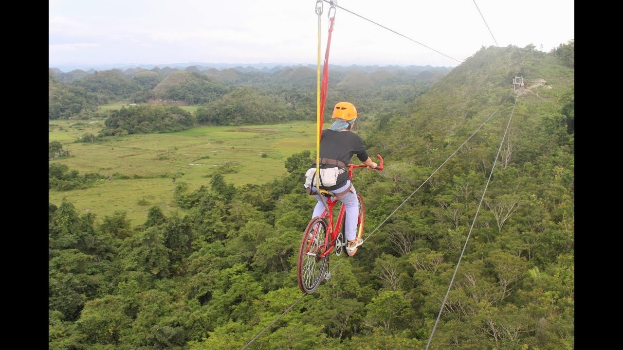 Biking on a Zipline In The Philippines !! FREAKED OUT