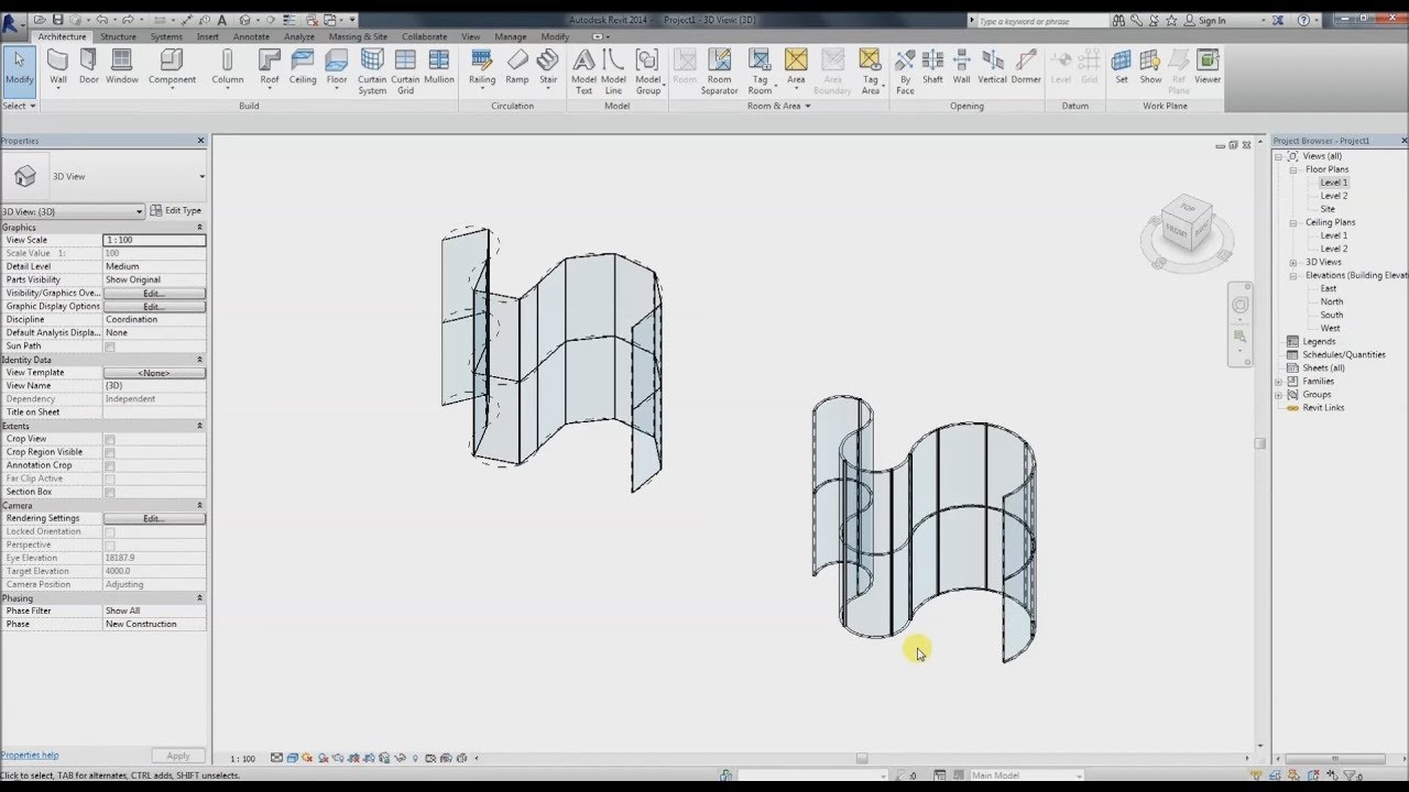 Part 2 - Revit: Curved Curtain Wall Tutorial (w/ Mullions)