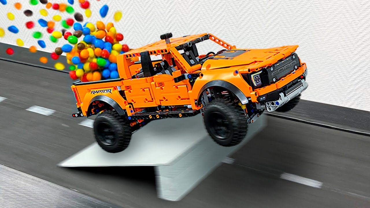 Ford Raptor Truck with M&M's VS Ramps on Treadmill - Lego Technic