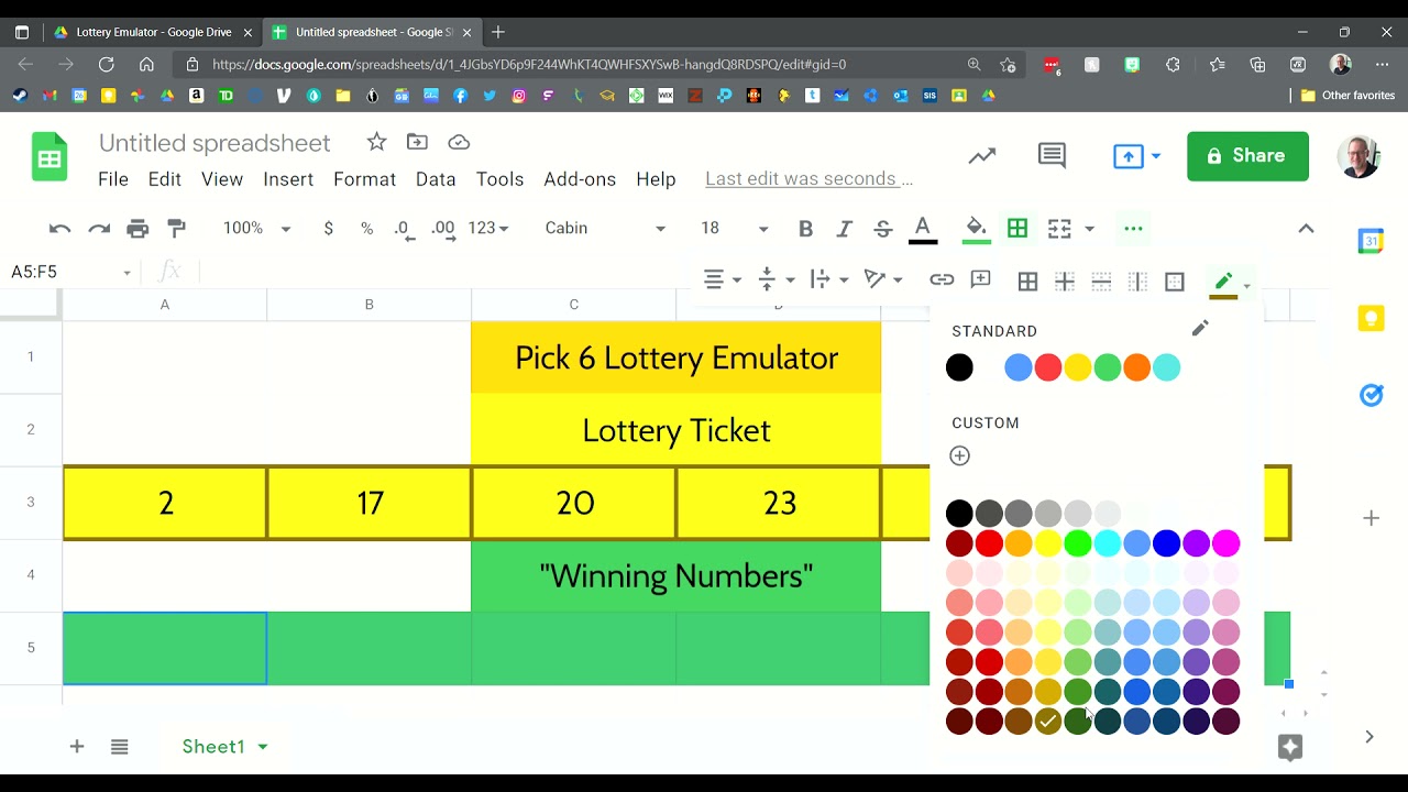 Emulate a Lottery with Google Sheets