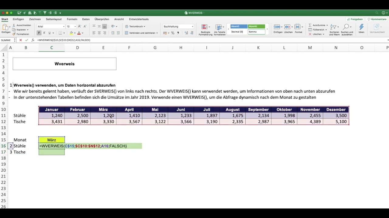 Microsoft Excel Einführung in den WVerweis