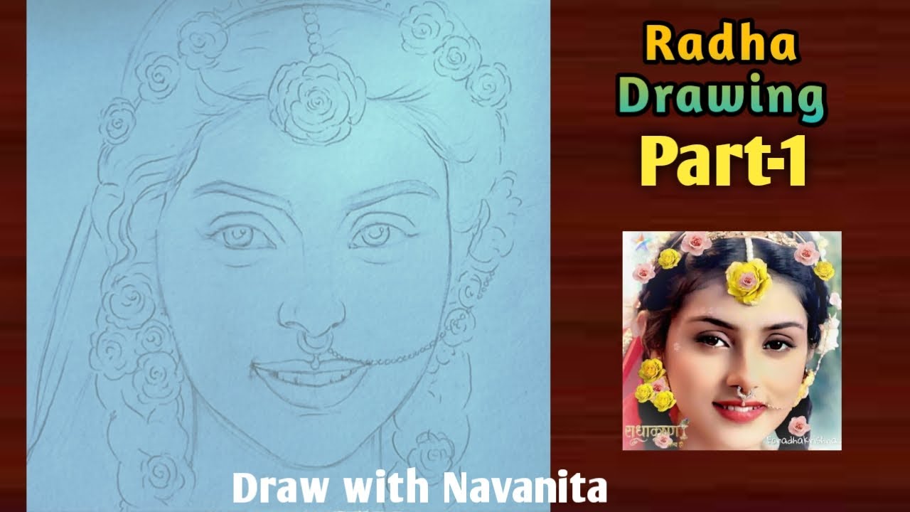 How to draw - MALLIKA SINGH as  RADHA - step by step-Part -1 /OUTLINE drawing
