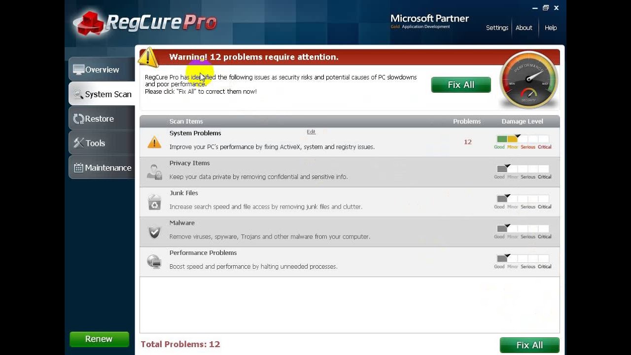 RegCure Pro Fix problems without licence/activation