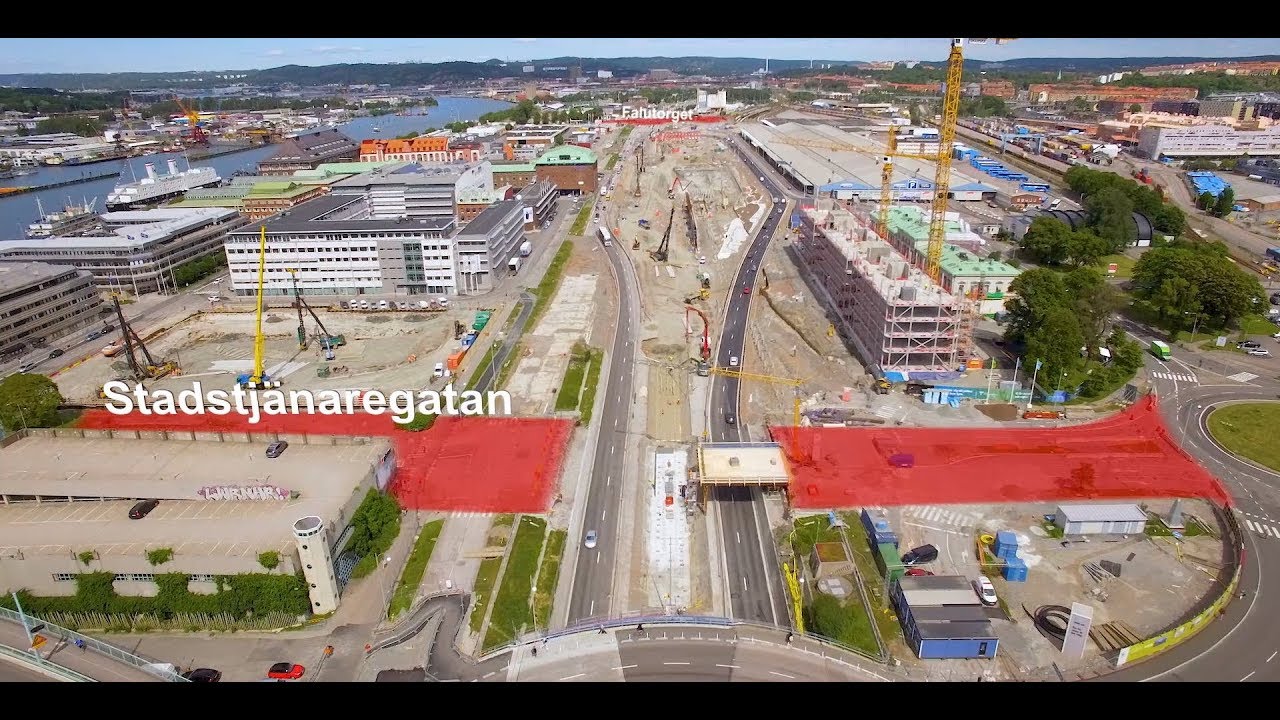 Nedsänkning av E45 Lilla Bommen Göteborg