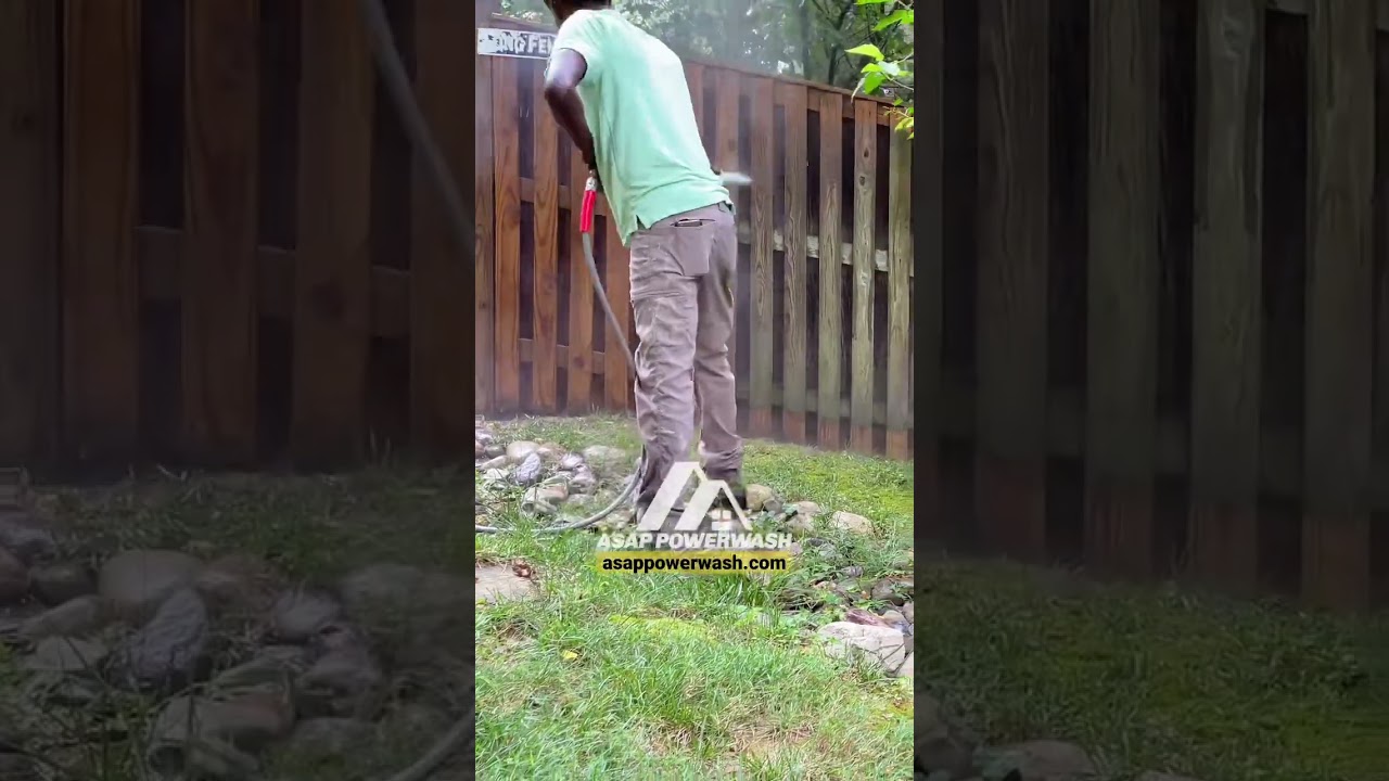 Pressure Washing A Wooden Fence || Prep for Paint 🎨 #satisfying #pressurewashing #asmr #spring2023