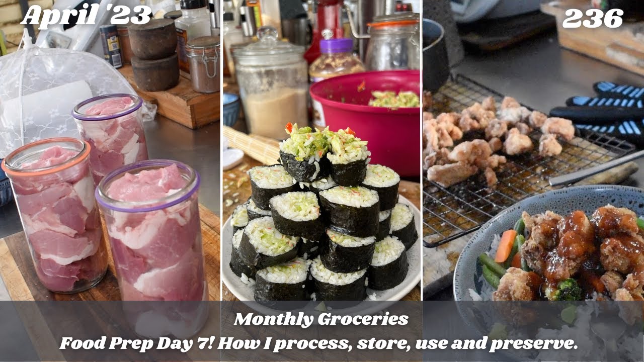Monthly Groceries Food Prep Day 7 | Canning Pork, DIY Sushi & Plum Chicken | Off Grid Australia 236