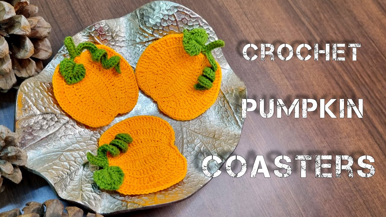 Crochet Pumpkin Coasters l Easy Crochet Pumpkin Coaster Tutorial l Crochet Halloween home decor