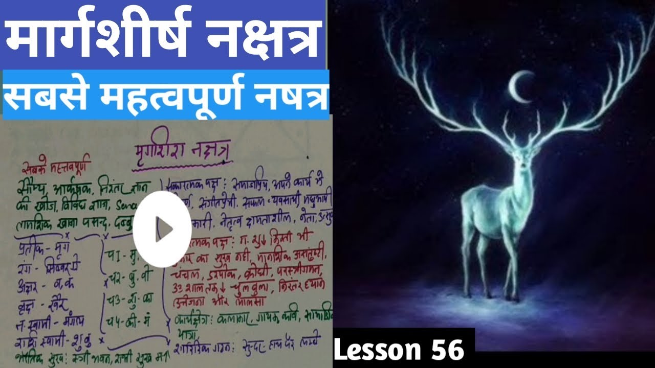 Lesson 56 – मृगशिरा नक्षत्र के जातक, People born in mrigashira nakshatra, मृगशिरा नक्षत्र का फल