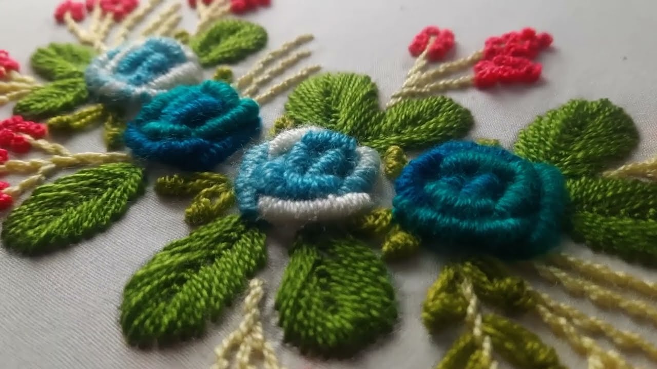 Hand Embroidery Flower Design For Cushion Cover