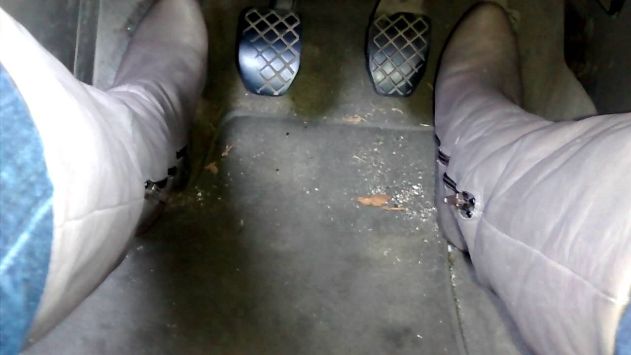 Pedal pumping !Driving in Nude colour Fetishboots
