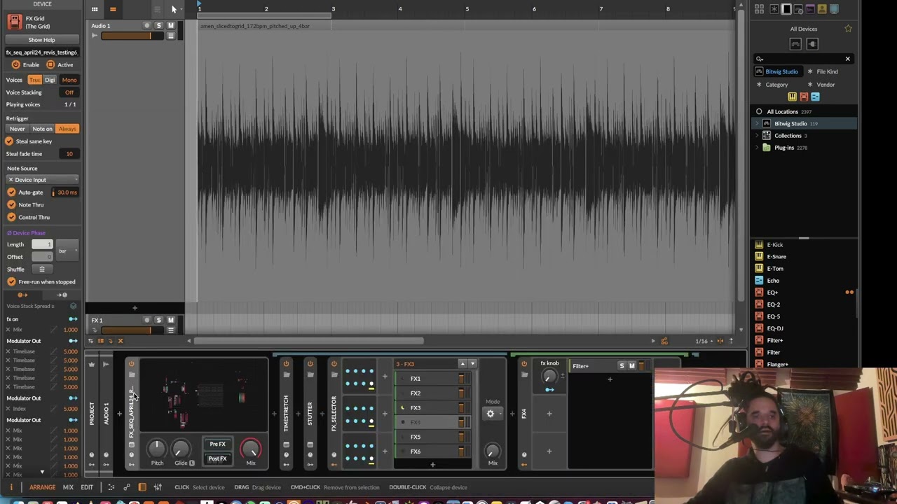 How to build a glitch multi fx sequencer in Bitwig's FX Grid.