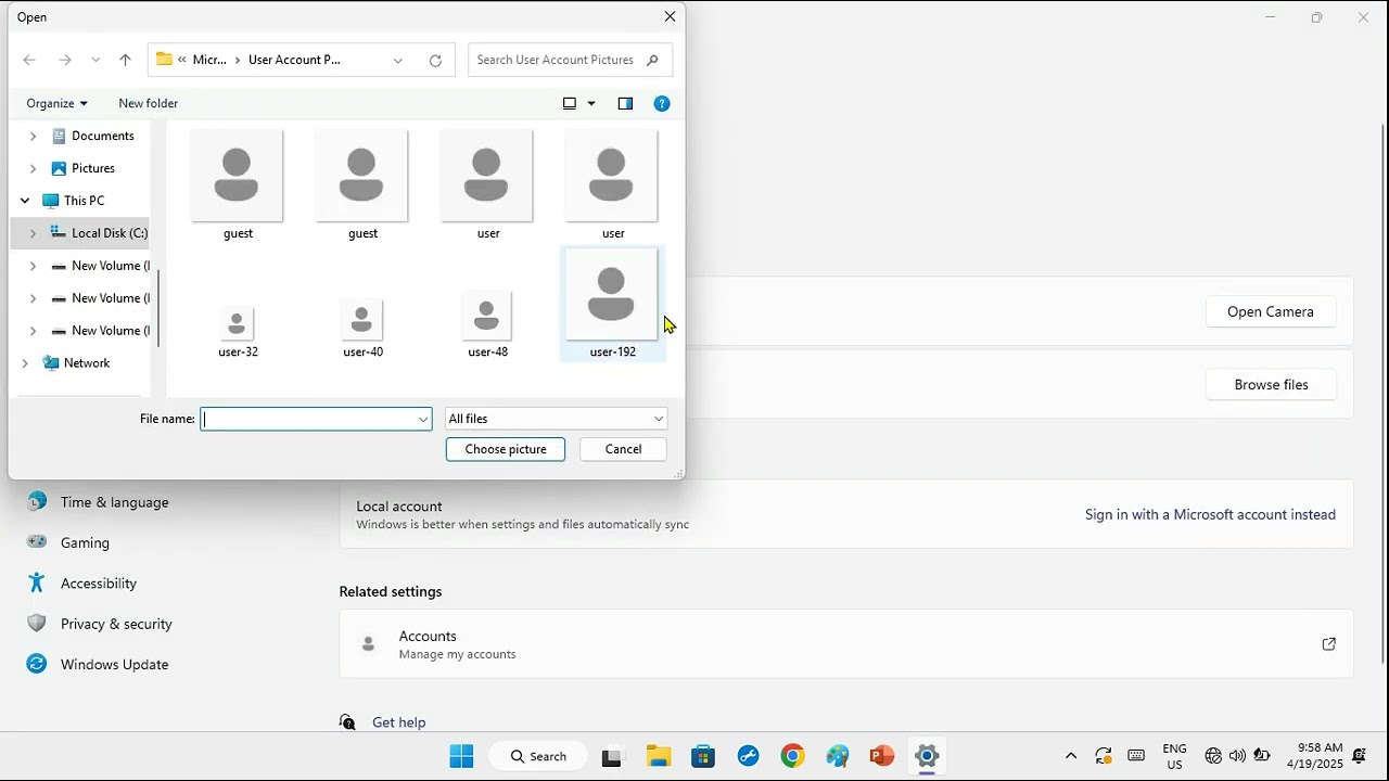 Set Account Picture in Windows 11