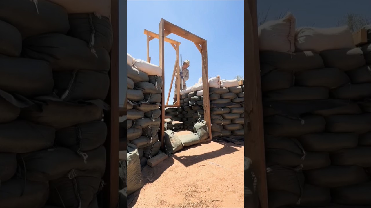 The process of building a house from sand bags #shorts