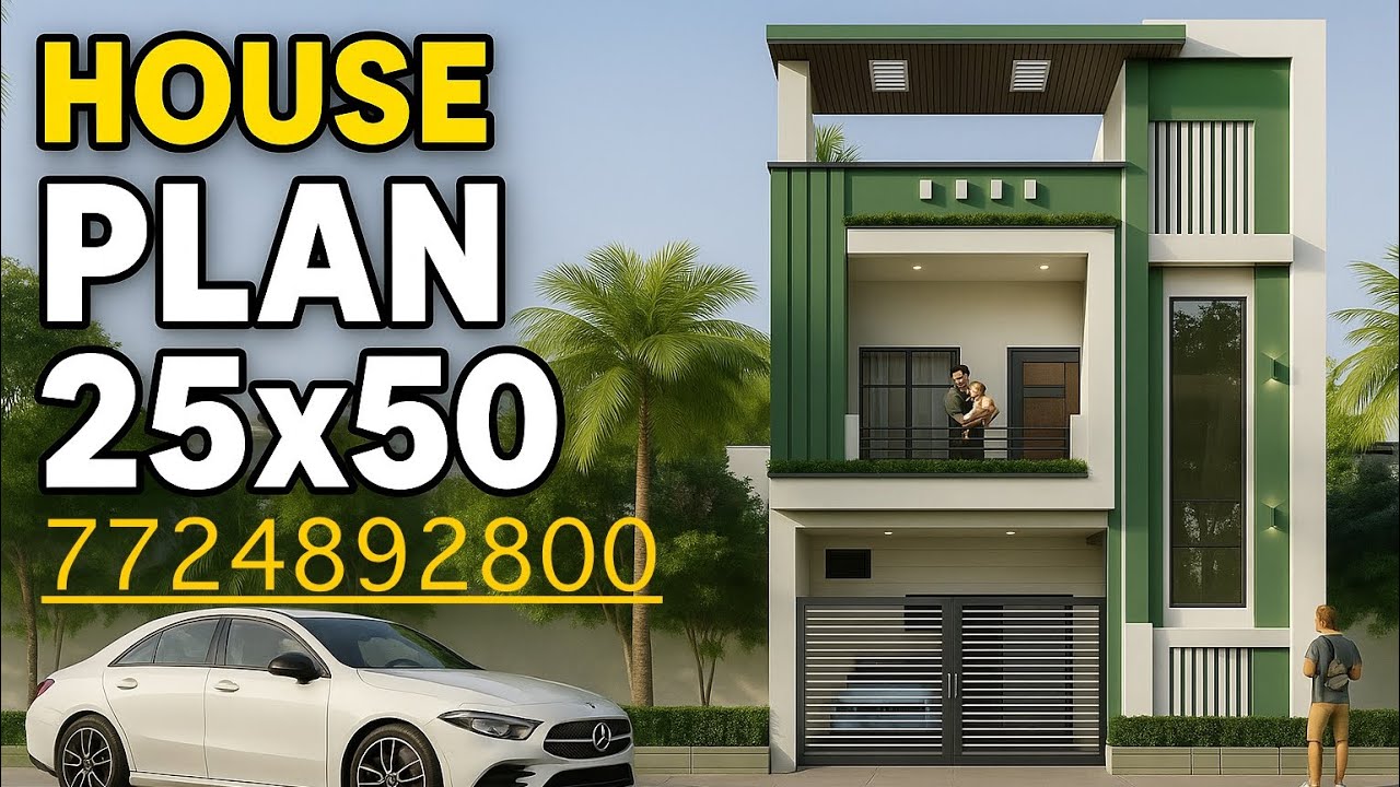 25x50 Modern House Design | 2BHK Luxury Ghar Ka Naksha & Elevation | Small House Plan 1250sqft