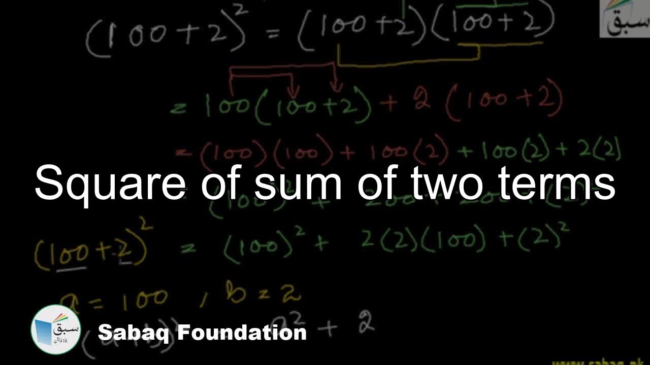 Square of sum of two terms, Math Lecture | Sabaq.pk