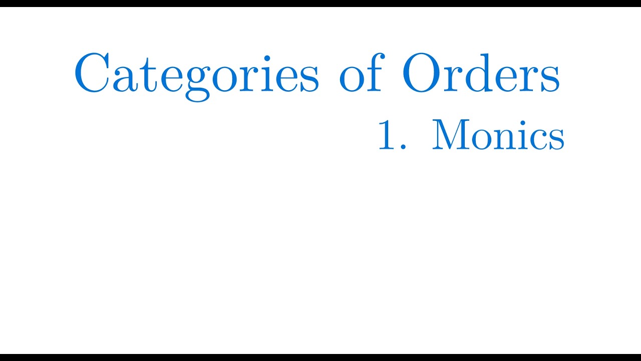 Categories of Orders | 1. Monics and Subobjects