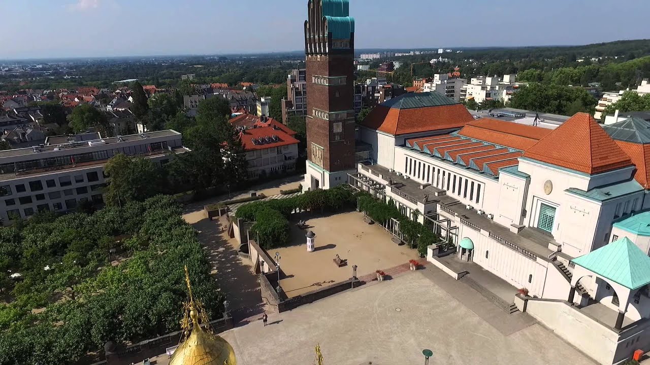 UNESCO Weltkulturerbe Mathildenh&ouml;he Hochzeitsturm Russische Kapelle Darmstadt Luftaufnahmen
