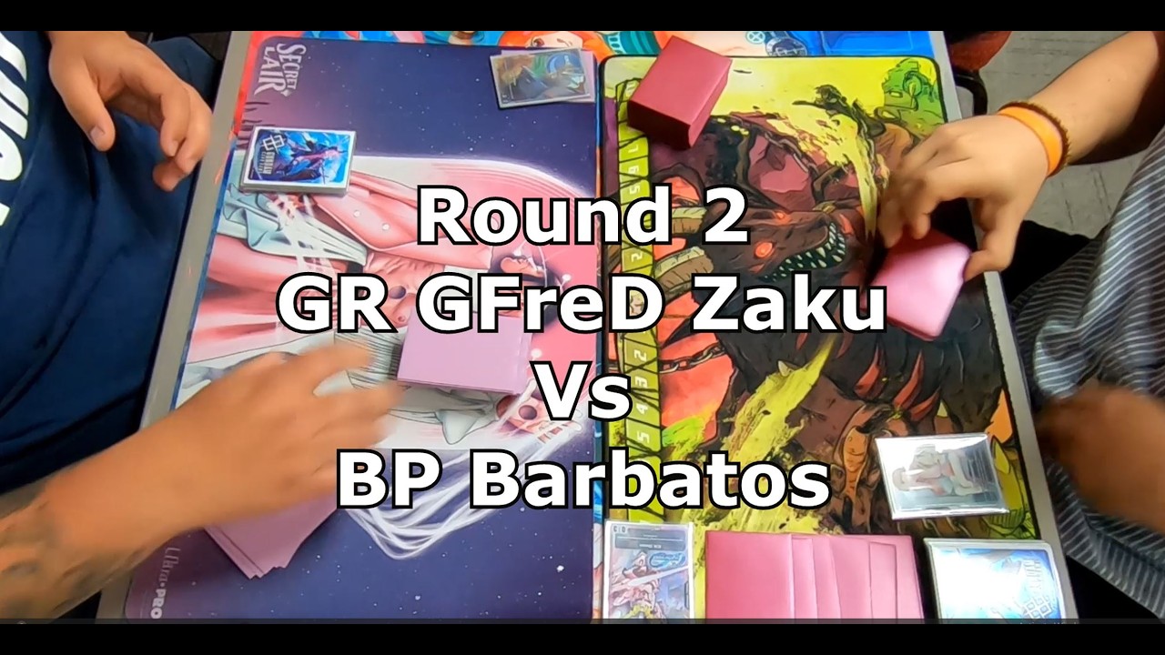 Игровой процесс матча GR GFreD Zakus против BP Barbatos (стол 1). (Gundam Locals, 2-й раунд)
