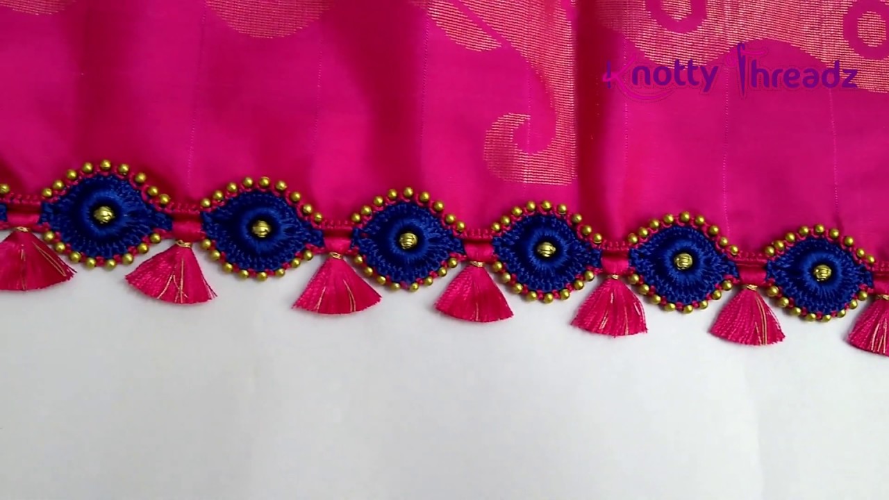 Easy Crochet Saree Kuchu Using Ring Beads with Kannada Explanation | Bridal | www.knottythreadz.net