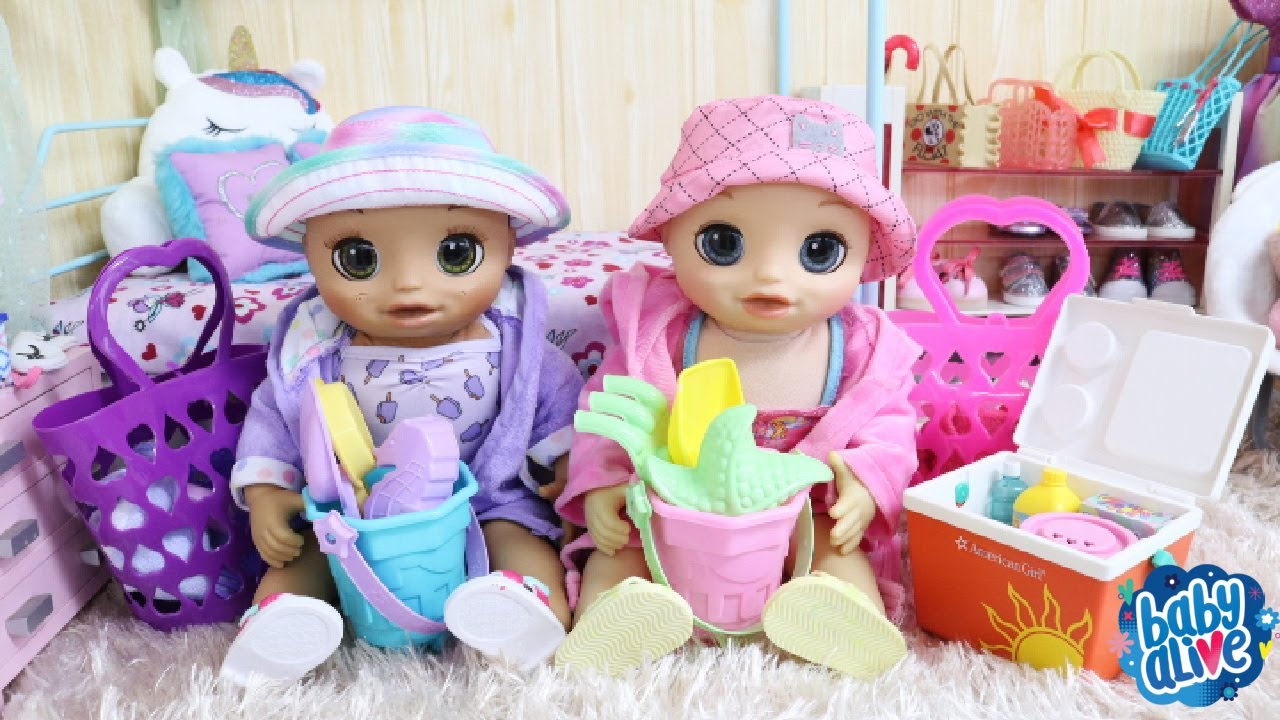 BABY ALIVE GÊMEAS NINA E HANNA SE ARRUMANDO PRA IR À PRAIA